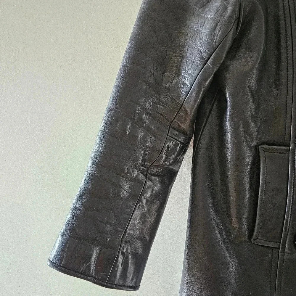 Rudsak Vintage Women's Double Breasted Moto Leather Biker Jacket Black Small. - Picture 10 of 16